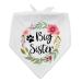 NTKIO Funny White Flower Pattern Plaid Cotton Big Sister Pet Dog Bandana, Pet Dog Pregnancy Announcement Gender Reveal Photo Prop Triangle Bibs Accessories for Dog Lovers Owner Gift