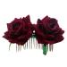 Rose Hair Clip Flowers Comb for Women Rose Flower Hairpin Hair Clips for Women Girls Burgundy Hair Accessories for Wedding Hair Side Comb for Brides Flower Hair Barrettes dark red