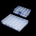 Snowkingdom Plastic Grid Box Storage Organizer Case for Display Collection with Adjustable Dividers - 3 Pack (1pc 36 Grids + 2pc 15 Grids) - Free Letter Stickers 36 Grid+2* 15 Grid