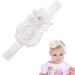 Eodkse Elastic flower headband for baby girls in white with lace pearls and flowers as a sweet hair accessories for newborns and toddlers perfect for photo shoots 1 piece