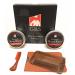 GBS Beard Balm Gift Set- Sweet Orange & Sandalwood Beard Balms with Mustache & Beard 4 Sided Template Wood Comb + Protective Travel Case