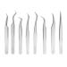 Stainless Steel 8-Part Eyelash Tweezers Set - Ergonomic Design & Fine Lace for Precision - Perfect for Eyelash Extensions - Buy Online on SooperMarket.com