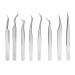 8-part eyelash tweezers made of stainless steel eyelash extension tweezers fine lace eyelash tweezers for eyelash extensions (silver)