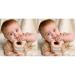 Nuby Natural Wood & Silicone Teether: Elephant 3M+ Gray (80802) (Pack of 2) grey Pack of 2