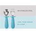 PandaEar 4 Set Baby Toddler Silicone Stainless Steel Utensils Silverware Spoon Fork - BPA Free, Anti-Choke Design (Blue&Grey) - Buy Online on SooperMarket.com