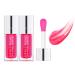 Yaper 2 Pcs Plumping Lip Oil Long Lasting Hydrating Lip Gloss Tinted Lip. (015-Cherry)