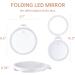 Foldable Double Sided Tabletop Mirror - Rechargeable Lighted Magnifying 10X and 1X Mirror with 3 Colors Light - Adjustable Foldable Handle for Makeup/Travel - 07x08inches - Buy Online on SooperMarket.com