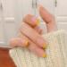 Handcess Short Shiny Square Artificial Nails - French Art Design in Yellow/Pink - 24 Press-On Nails for Women & Girls - Buy Online on SooperMarket.com