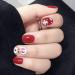 Brishow Christmas False Nails Snow Elk Press on Nails Red Stick on Nails Short Square Fake Nails Full Cover 24pcs for Women and Girls (5)