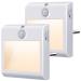 Suright night light socket with motion detector 2 pieces of brightness Dimmable night light with one/car/from modes socket light for children's room bedroom stairs gear kitchen 2800-3500K warm white