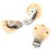 Pacifier Clip Set - 10 Decorative Wooden Top Trailer Clips Cute Round Design with 3 Holes - Enchanting Wood-Burning Jewelry - Buy Online on SooperMarket.com