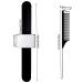 Silver Hair Selecting Ring & Steel Pin Rat Tail Combs Set with Magnetic Wrist Tool - Salon Braiding & Curling Kit - Buy Online on SooperMarket.com