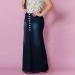 Sanahy Women's Casual High Waist Denim A-Line Skirt | Knee-Length Fishtail Jean Skirt - XL Dark Blue - Buy Online on SooperMarket.com