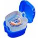 Denture Case Orthodontic Dental Retainer Box False Teeth Storage Container Dentures Container with Filter for Home & Travel Blue2