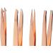 4-Piece Eyebrow Tweezers Set - Pointed & Angled Tweezers with Stylish Leather Look Case - Gold | International Shipping Available - Buy Online on SooperMarket.com