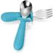 PandaEar 4 Set Baby Toddler Silicone Stainless Steel Utensils Silverware Spoon Fork - BPA Free, Anti-Choke Design (Blue&Grey) - Buy Online on SooperMarket.com