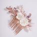 Missgrace Bride Wedding Crystal Pearl Leaf Rhinestones Hair Comb - Rose Gold Pink - Buy Online on SooperMarket.com