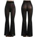 Women's Mesh Sheer Flared Bell Bottom Pants - Medium Black | Dance Festival Clubwear - Buy Online on SooperMarket.com