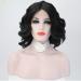 SHIYID Black Lace Front Wigs Short Wavy Wig Heat Resistant Fiber Synthetic Hair For Women