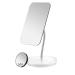 JASEFA Desk Makeup Mirror with Detachable 10x Magnification ,360° Rotation Flexible Gooseneck Mirror with Stand ,Tabletop Cosmetic Mirror,Good for Shower Shaving Traveling-Rectangle White 6.5"L x 5.5"W(Medium)