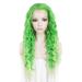SHIYID Teal Green Wigs Synthetic Lace Front Wig Long Loose Wave Wigs For Women Heat Resistant Fiber Cosplay Wigs