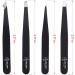 S.A.Q. JILLANI Eyebrow Precision Tweezers Set - Professional Stainless Steel - For Men and Women - Facial & Ingrown Hair Removal - 4 Pieces with Case (Black) - Buy Online on SooperMarket.com