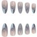 Justotry 24 Pcs Almond Glitter Silver Short False Nails Grey French Press on Nails with Nail Glue - Oval Medium Stick on Nails for Women - Buy Online on SooperMarket.com