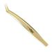 Professional Eyelash Extension Tweezers - Stainless Steel 45 Mega Curved Angled Fine Tip Tweezer for Volume Lashes - Gold Tweezer for Precision Application - 17mm - Eye Lash Extensions Supplies - Buy Online on SooperMarket.com