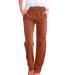 WABEOR Wide Leg Linen Pants for Women Plus Size Elastic Waist Casual Summer Pants Loose Fit Beach Pants Comfy Cotton Trousers I-brown 3X-Large