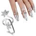 4 PCS Rhinestone Finger Tip Nail Rings - Adjustable Opening Nail Art Charms in Silver Women's Fashion - Buy Online on SooperMarket.com
