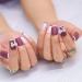 Sethexy Purple Sparkle Bowknot False Nails - 24 Pcs Acrylic Short Square Nail Art Tips for Women & Girls - Complete Cover - Buy Online on SooperMarket.com