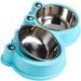 Premium Stainless Steel Double Pet Bowls | No-Slip Cute Modeling | Sky Blue | For Dogs, Cats, Rabbits, and Other Pets - Buy Online on SooperMarket.com