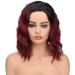 BGHJUE Wig Short Bob Water Wave Synthetic Natural Hair Red Ombre Wigs 16InchesWinered