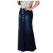 Sanahy Womens Casual Front Button High Waist Washed Denim A-Line Skirts Long Jean Skirt Knee Length Fishtail Skirts Jean Skirts XL Dark Blue
