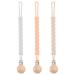 Pacifier Clip for Boys and Girls Binky Holder Pacifier Holder Soother Clip Food Grade Silicone Fits All Pacifiers - One-Piece Wooden Clips Design Pacifier Clip 3 Pack apricot light grey sand