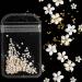 3D Flower Caviar Beads Nail Art Decals - White Pink Acrylic Charms with Pearl Beads for DIY Manicures - Buy Online on SooperMarket.com