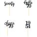 24 Pieces Glitter 70th Birthday Cupcake Toppers | 70th Birthday Decorations | 1954 Theme Party Accessories | Black Cake Decor - Buy Online on SooperMarket.com
