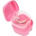 Retainer Case Portable Denture Box Easy-Clean Orthodontic Case Dental Braces Storage for Invisible Aligner False Teeth Container Mouth Guard Case Retainer Cleaner Holder (Pink)