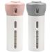 Chiveenido 4-in-1 travel dispenser 2 pieces travel shampoo and flushing dispenser refillable travel bottles for toilet items muti pumping piggings cultural bottles for travel pink+gray