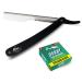 Shaving Factory Cut Throat Set from with a Straight Razor and 100 Derby Professional Single Edge Razor Blades Black 1 count