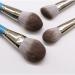 13-Piece High-End Makeup Brush Set - Granny Gray Solid Wood Handle & Blue Accents | International Shipping - Buy Online on SooperMarket.com