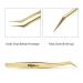 Professional Eyelash Extension Tweezers - Stainless Steel 45 Mega Curved Angled Fine Tip Tweezer for Volume Lashes - Gold Tweezer for Precision Application - 17mm - Eye Lash Extensions Supplies - Buy Online on SooperMarket.com