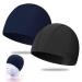 2 pieces of elastic bath cap for adults comfortable fabric swimming pools soft unisex bathing cap ear protection swimming cap swimming cap light bathing hood for men long short hair dark blue black