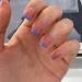 Vatocu quadratic shiny artificial nails French pink nails to stick on brief blue false nails ballerina acrylic stick on the nails for women and girls (24 pieces)