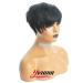 Yviann Short Black Wavy Pixie Cut Human Hair Wig with Bangs for Women - 1B Color - Buy Online on SooperMarket.com