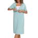Jecarden Women's Maternity Nightgowns Short Sleeve Hospital Childbirth Nightgown Sleepwear Modal Cotton Nightgown with Comfortable Buttons Green L