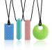 Sensory Chew Necklaces(4 Pack) for with ADHD Autism Biting Needs Oral Motor Chewy BPA Free Silicone chewlery Necklace(Color 2)