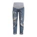 Xiedeai Maternity Jeans for Women - Ladies Pregnant Jeans High Waist Over Bump Trouser Casual Ripped Denims Pants XXL Blue