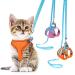 Soft Mesh Escape-Proof Cat Harness and Leash Set for Walking Adjustable Reflective Vest Harness Puppy Harness and Lead Set Walking Jacket Running Cushioning Vest for Small Cats (XXS Orange)