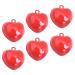 Kisangel 6Pcs Red Cat Collar Bell Heart Shaped Bell Jewelry Charms Pet Collar Pendant Training Charm Pendants Red Heart Keychain Charm for Pet Cat Dog Necklace Collar DIY Keyring Pendant